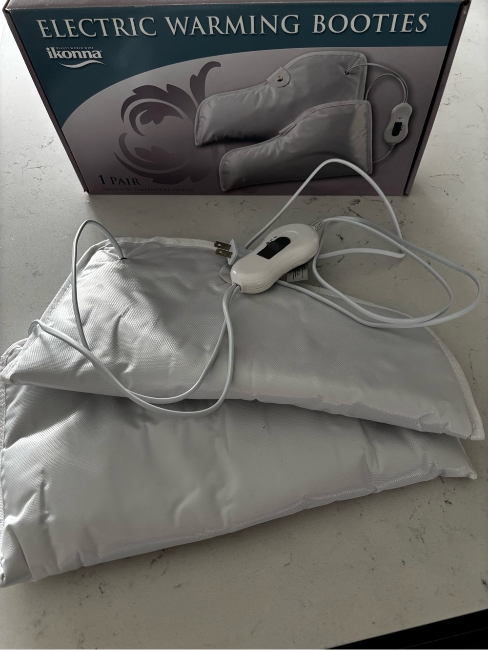 Ikonna Electric Warming Booties — Silver Heated Foot Warmers